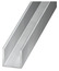 U aluminium brut 15 x 15 x 1,5 mm 1 m Argent