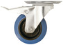 Roulette pivotante caoutchouc bleu avec frein - Ø 10 cm - 100 kg