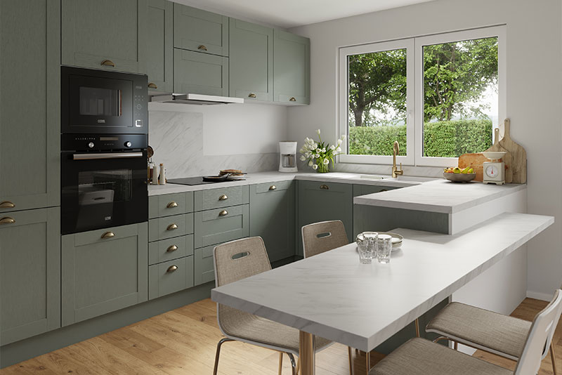 Modèle de cuisine Coline vert sauge - Brico Dépôt