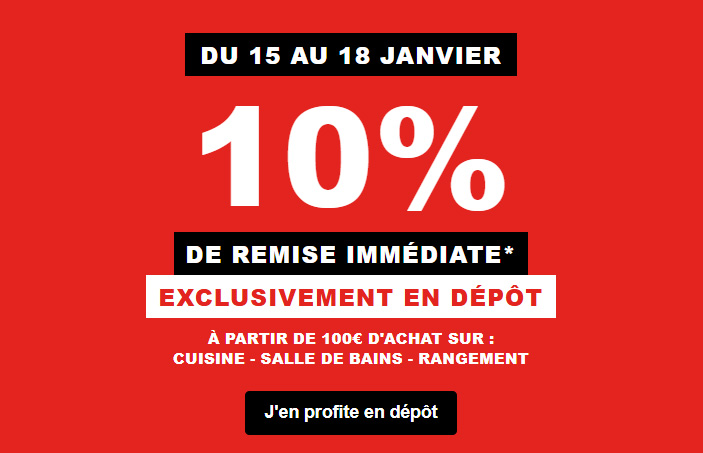 10% de remise immédiate dès 100€ d'achat