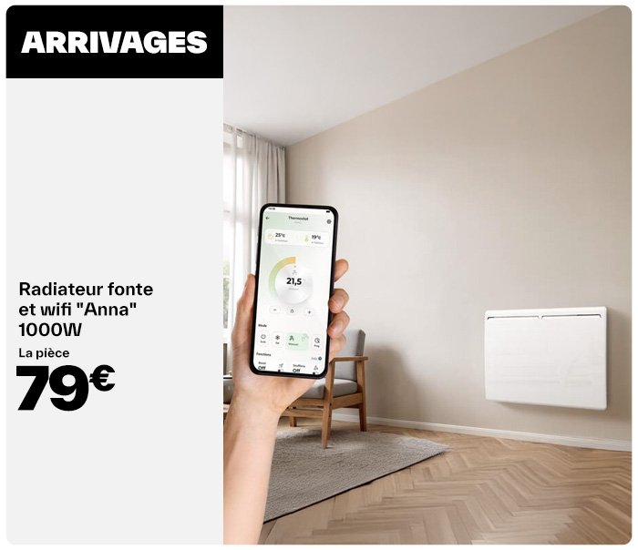 Radiateur fonte et wifi Anna 1000W