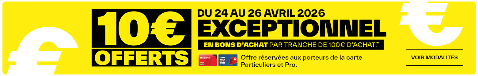 10 euros offert par tranche de 100€ d'achat