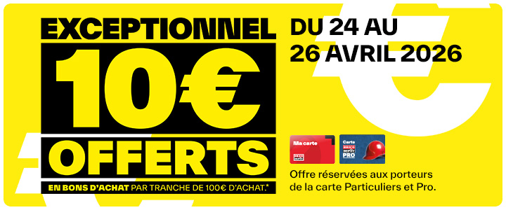 10 euros offert par tranche de 100€ d'achat