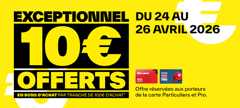 10 euros offert par tranche de 100€ d'achat