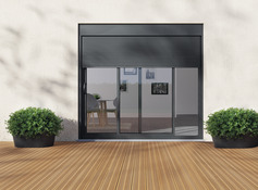 Baie aluminium coulissante grise + volet roulant motorisé H. 215 x L. 180 cm - Brico Dépôt