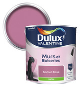 Peinture murs et boiseries intérieure acrylique Satin sorbet Rose 2.5 L - Dulux Valentine - Brico Dépôt