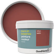 Peinture murs et boiseries intérieure acrylique Satin Rouge Fulham 2.5 L - GoodHome - Brico Dépôt