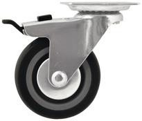 Roulette pivotante PU gris avec frein - H. 9,85 x Ø 7,5 cm - 55 kg - Brico Dépôt