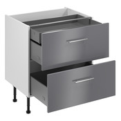 Meuble bas "Dorice" anthracite mat l.80 x h.72 x p.57 cm 2 casseroliers + 1 tiroir intérieur - Brico Dépôt