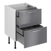 Meuble bas "Dorice" anthracite mat l.60 x h.72 x p.57 cm 2 casseroliers + 2 tiroirs intérieurs - Brico Dépôt