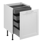 Meuble bas "Florie" blanc mat l.60 x h.72 x p.57 cm 1 porte 1 casserolier + 3 tiroirs - Brico Dépôt