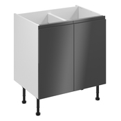 Meuble bas "Glorian" anthracite brillant l.80 x h.72 x p.57 cm 2 portes - Brico Dépôt