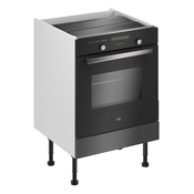 Meuble four "Glorian" anthracite brillant l.60 x h.72 x p.57 cm + bandeau four - Brico Dépôt