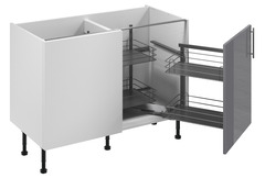 Meuble d'angle bas "Dorice" anthracite mat l.120 x h.72 x p.57 cm 1 porte + rangement panier droit - Brico Dépôt