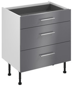 Meuble bas "Dorice" anthracite mat l.80 x h.72 x p.57 cm 1 tiroir + 2 casseroliers - Brico Dépôt