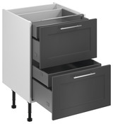 Meuble bas "Florie" anthracite mat l.60 x h.72 x p.57 cm 2 casseroliers + 2 tiroirs intérieurs - Brico Dépôt