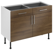 Meuble bas "Chia" imitation chêne fumé l.120 x h.72 x p.57 cm 2 portes + 2 tiroirs - Brico Dépôt