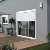 Baie aluminium coulissante blanche + volet roulant motorisé H. 215 x L. 240 cm - Brico Dépôt