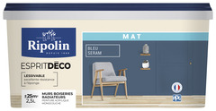 Peinture mur intérieur Mat 2,5 L Bleu seram - Ripolin - Brico Dépôt