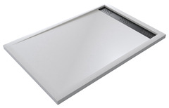 Receveur acrylique extra-plat 80 x 120 cm surface antidérapante avec grille alu noir - Brico Dépôt