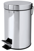 Poubelle à pédale chromé 3L - P. 22 cm x H. 26 cm x l. 17 cm - Brico Dépôt