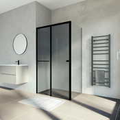 Porte de douche coulissante 120 cm noir mat verre fumé - Brico Dépôt