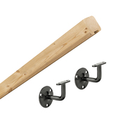 Kit main courante en sapin + 2 supports noirs - Brico Dépôt