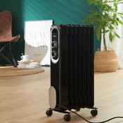 Radiateur à bain d'huile rétro 1500W noir - H. 52cm x l. 20cm - Brico Dépôt