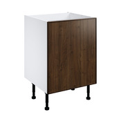 Meuble bas de cuisine "Heline" imitation noyer mat l.60 x h.72 x p.57 cm 1 porte 1 casserolier + 3 tiroirs - Brico Dépôt