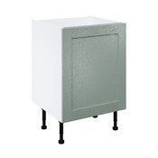 Meuble bas de cuisine "Coline" vert sauge l.60 x h.72 x p.57 cm 1 porte 1 casserolier + 3 tiroirs - Brico Dépôt