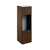 Colonne four + micro-ondes "Heline" imitation noyer mat l.60 x h.201 x p.57 cm + 1 porte + 1 porte avec casserolier et tiroir intérieur - Brico Dépôt