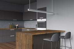 Plan de travail placage chêne foncé - Dim. : L.250 x l.62 cm. Ép. 38 mm. - Brico Dépôt