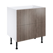 Meuble bas de cuisine "Basilie" imitation chêne gris l.80 x h.72 x p.57 cm 2 casseroliers - Brico Dépôt