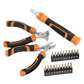 Lot de 2 mini pinces, 20 embouts de précision et 1 tournevis à cliquet - MAGNUSSON - Brico Dépôt