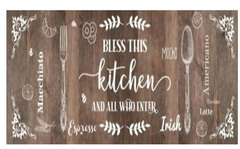 Tapis de cuisine "Kitchen" marron et blanc - 50x120 cm  - Brico Dépôt