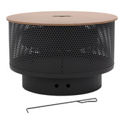 Brasero 3 en 1 rond avec gril, foyer/barbecue/table basse, noir en acier - Brico Dépôt