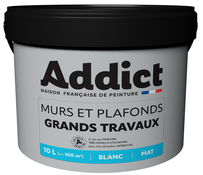 Peinture blanc mat murs et plafonds grands travaux - pot 10L - Brico Dépôt