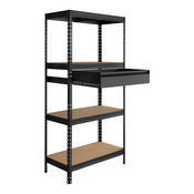 Etagère bois/métal avec tiroir - L.90 x H. 180 x P. 45 cm - Brico Dépôt