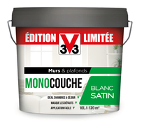 Peinture monocouche blanc satin 10L - V33 - Brico Dépôt