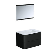 Ensemble meuble sous vasque + plan vasque + miroir "BOW" 80 cm noir - Brico Dépôt