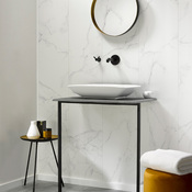 Panneau mural PVC blanc et gris effet marbre pour murs et plafonds CALACATTA - 260 x 37,5 cm - Brico Dépôt