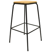 Tabouret de bar "Japandi" en bambou et métal noir - Brico Dépôt