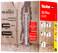 Cheville à expansion SX PLUS 6x30 pour fixation dans matériaux pleins et creux - Fischer - Brico Dépôt