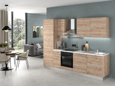 Cuisine équipée CLARITA l.280 cm décor chêne de cadis avec électroménager candy - Brico Dépôt