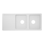 Evier quartz, rectangulaire 2 bacs blanc encastré ALLAIRE - 116x50x28,2 cm - Cooke and Lewis - Brico Dépôt