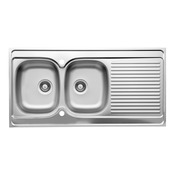 Evier inoxydable 2 bacs gris, égouttoir réversible MAYR - 120x60x16 cm - Brico Dépôt
