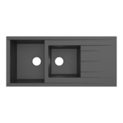 Evier résine, rectangulaire 2 bacs noir, égouttoir réversible ISING - 110x50x21 cm - Cooke and Lewis - Brico Dépôt
