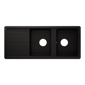 Evier quartz, rectangulaire 2 bacs noir, égouttoir réversible ALLAIRE - 116x50x28,2 cm - Cooke and Lewis - Brico Dépôt