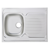 Evier inoxydable 1 bac, gris, égouttoir réversible MAYR - 80x60x16 cm - Brico Dépôt