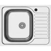 Evier inoxydable encastré, gris, égouttoir réversible  60x50x16 cm - Brico Dépôt